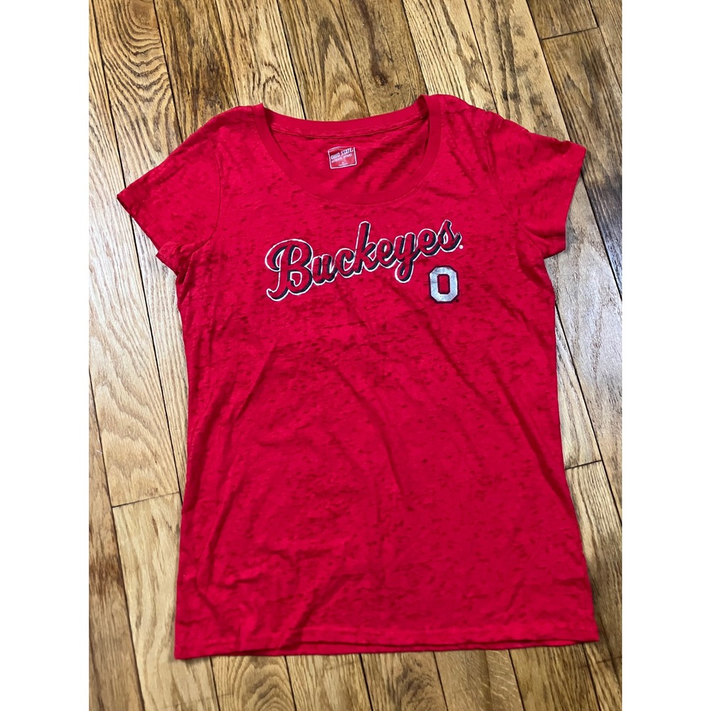 Ohio‎ State Buckeyes NCAA College Burnout T-Shirt Womens Red Short Sleeve XL